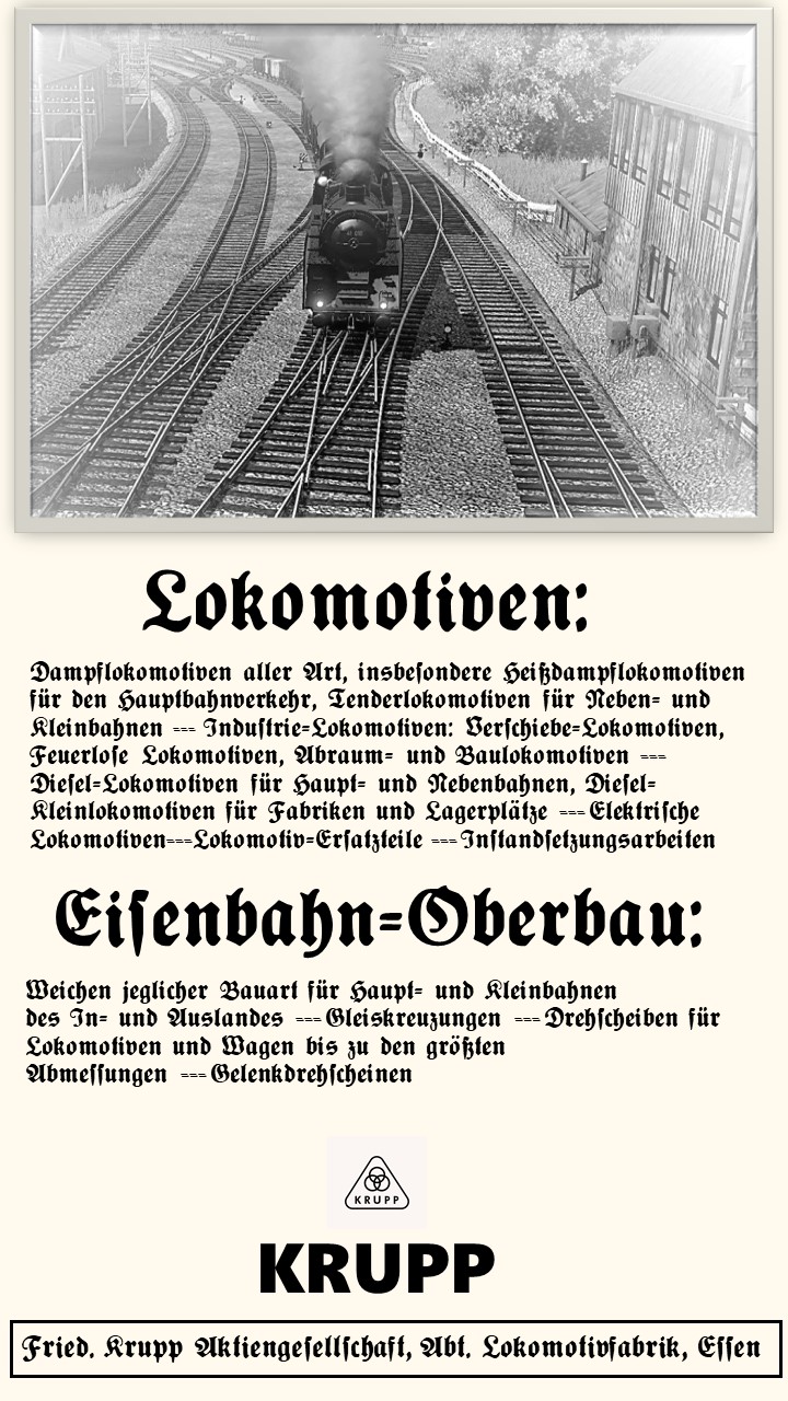 Werbung Friedrich Krupp Lokomotivbau