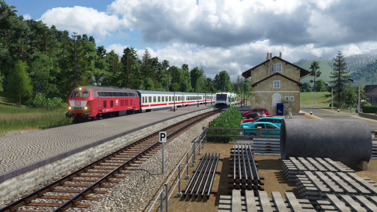 Eine Zugkreuzung im fiktiven Leubsdorf