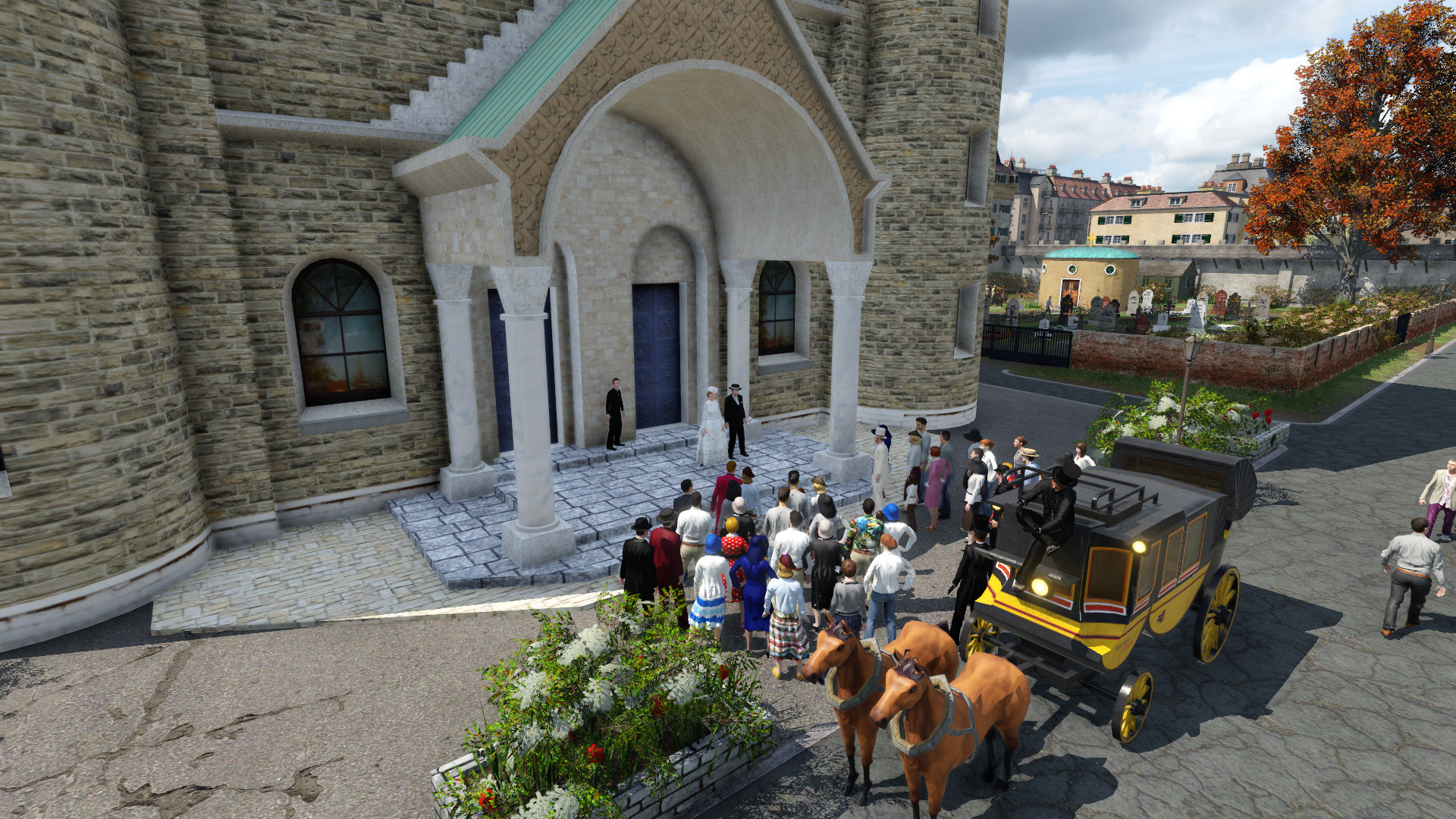 An old city church + a wedding + a funeral + a market + a city tour train. Uff... // Eine alte Stadtkirche + eine Hochzeit + eine Beerdigung + ein Markt + eine Stadtrundfahrt zug. Uff ...
