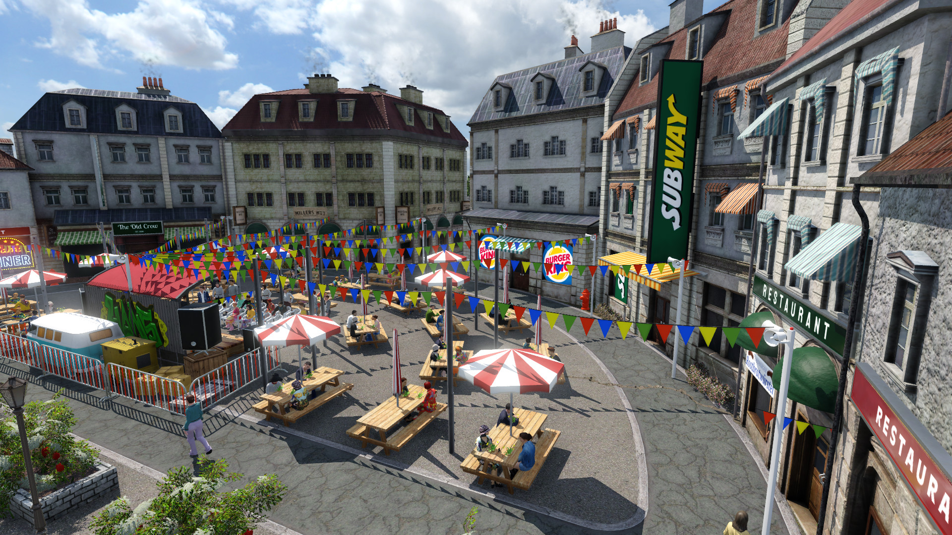 Food square with live music. // Lebensmittelquadrat mit Live-Musik.