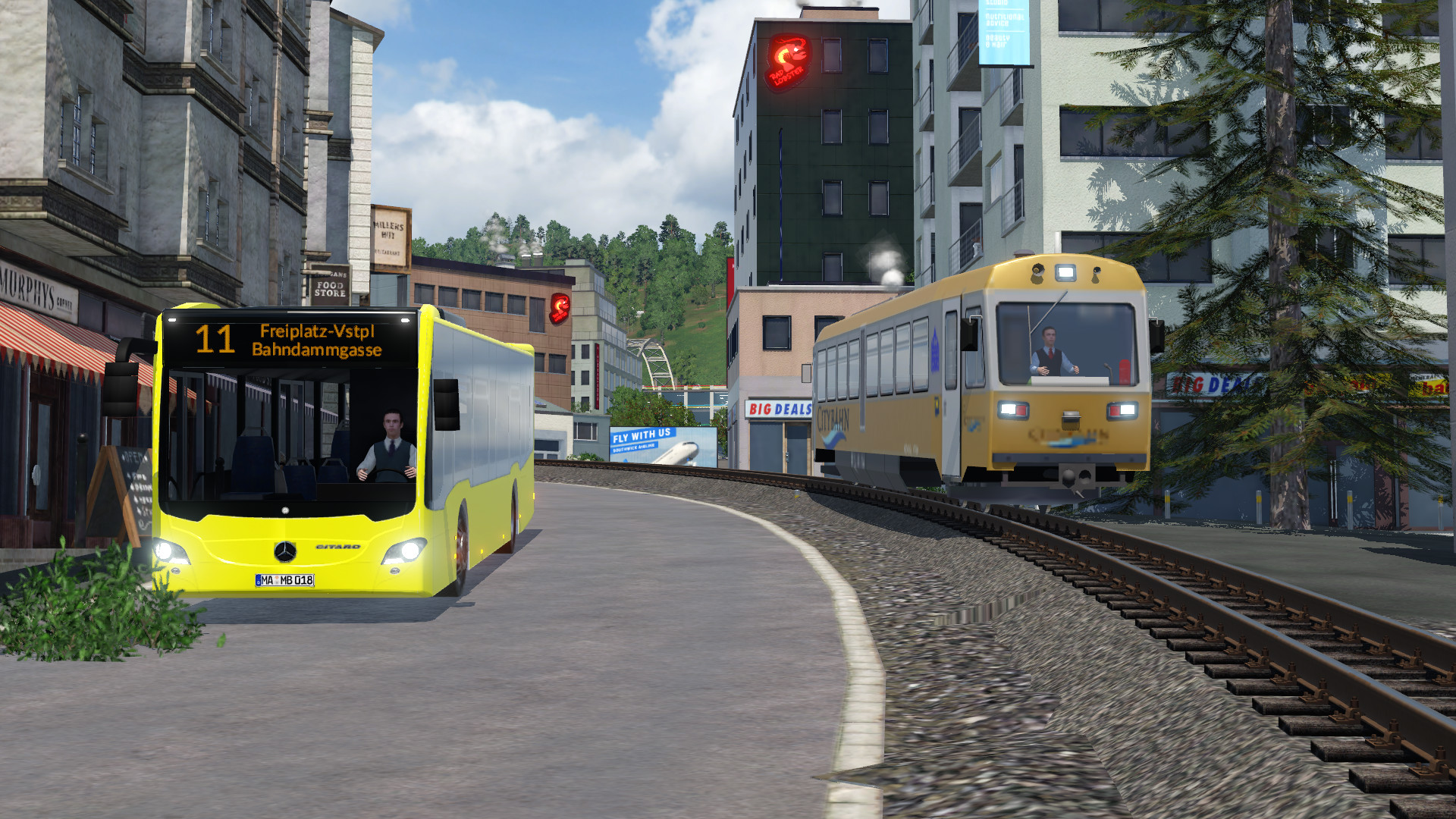 Wenn Citybahn und der Stadtbus aufeinandertreffen...