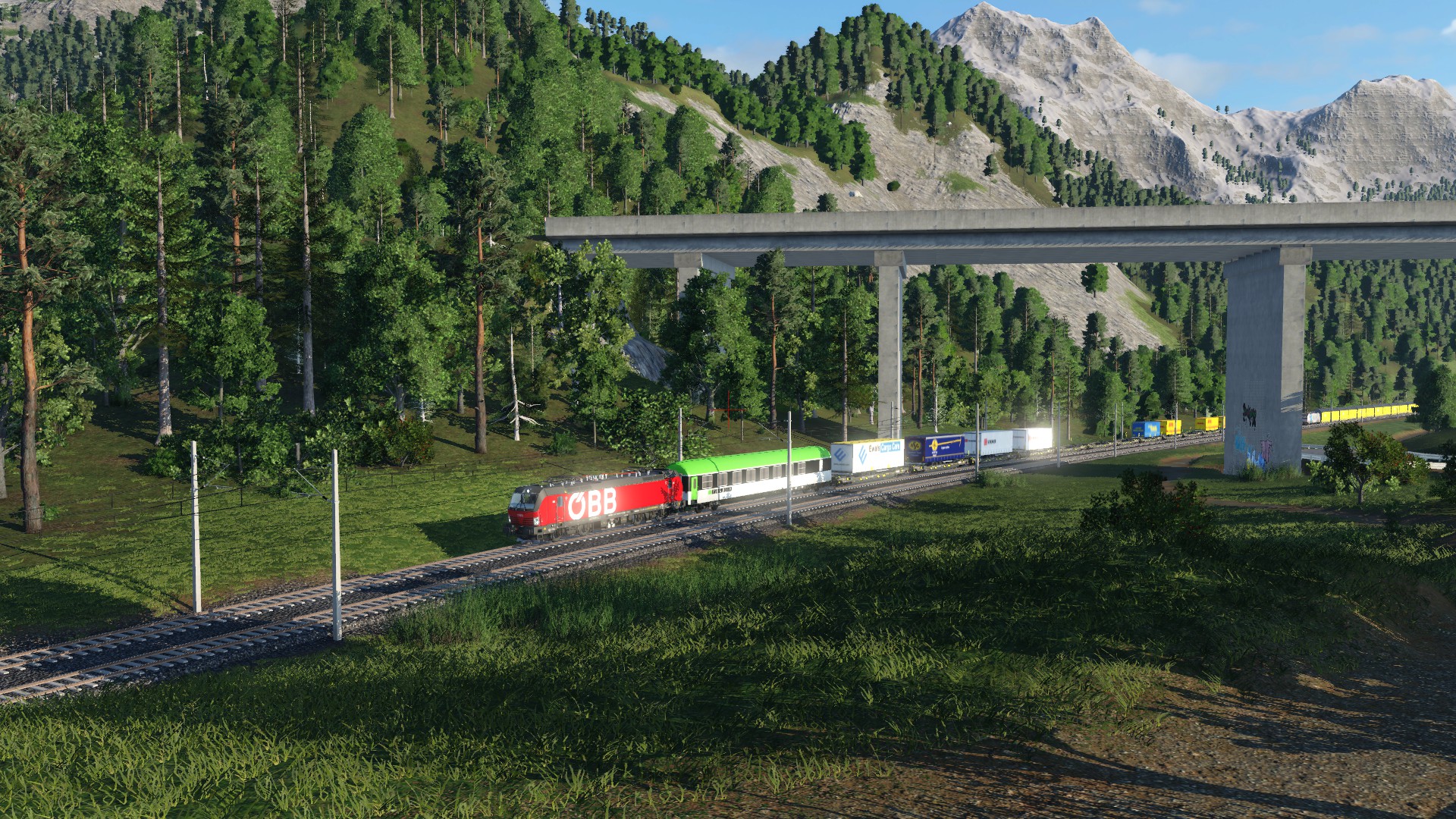 Grob von der realen Brennerbahn inspirierte Alpinenkarte: