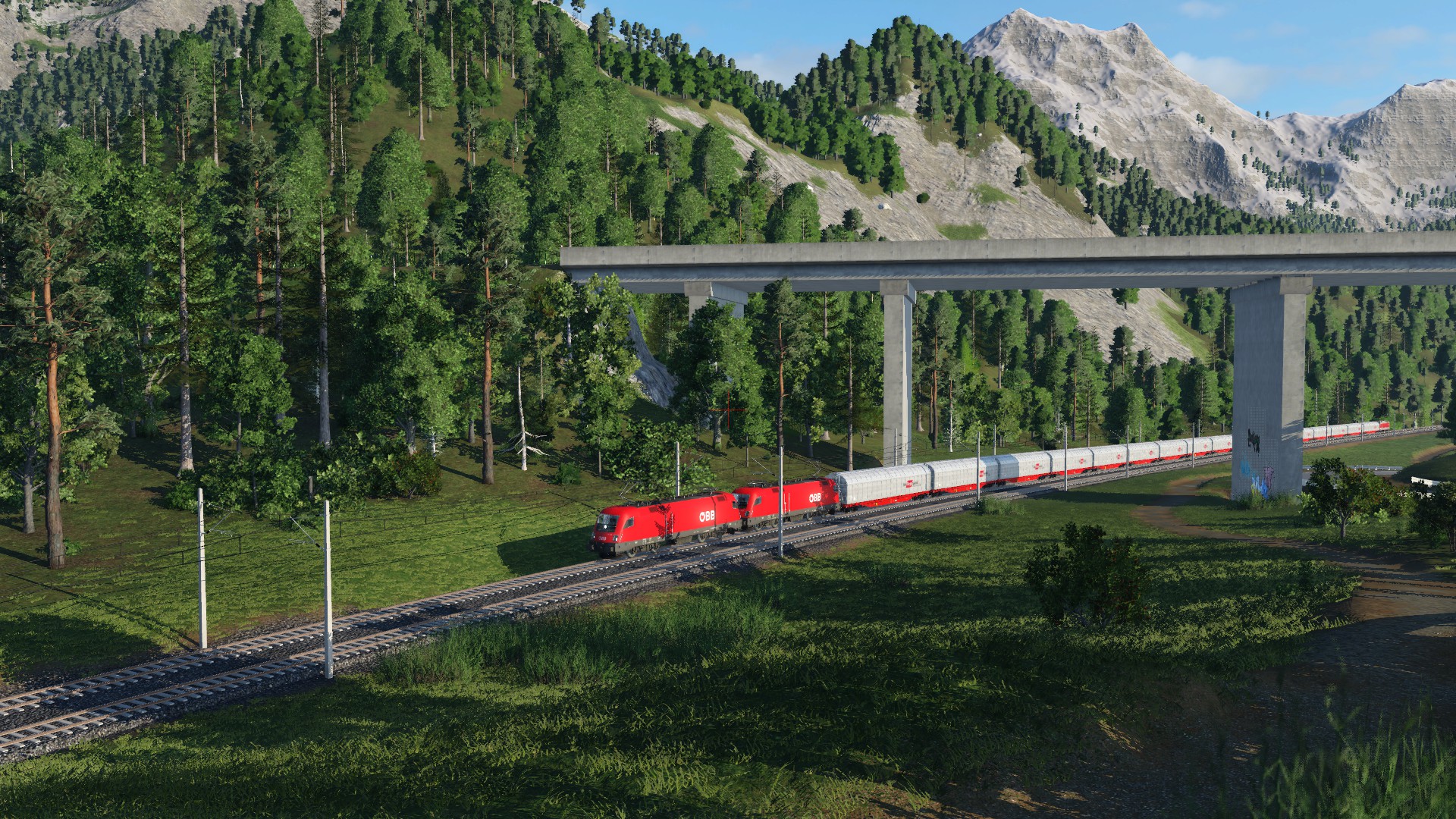 Grob von der realen Brennerbahn inspirierte Alpinenkarte: