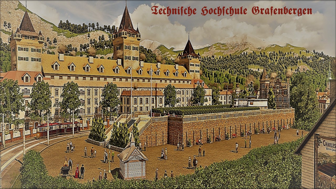 Die Technische Hochschule in Grafenbergen - Postkarten-Stil