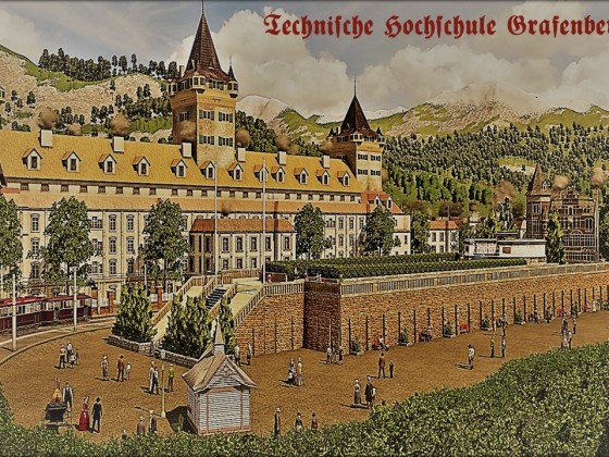 Die Technische Hochschule in Grafenbergen - Postkarten-Stil