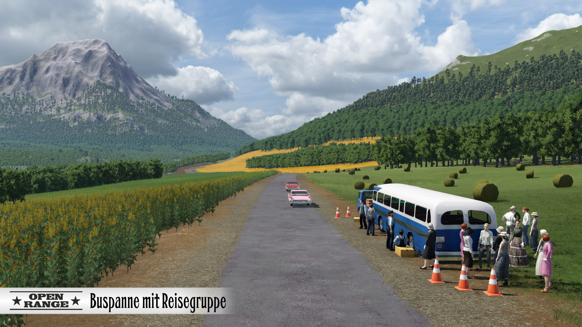 Buspanne mit Reisegruppe