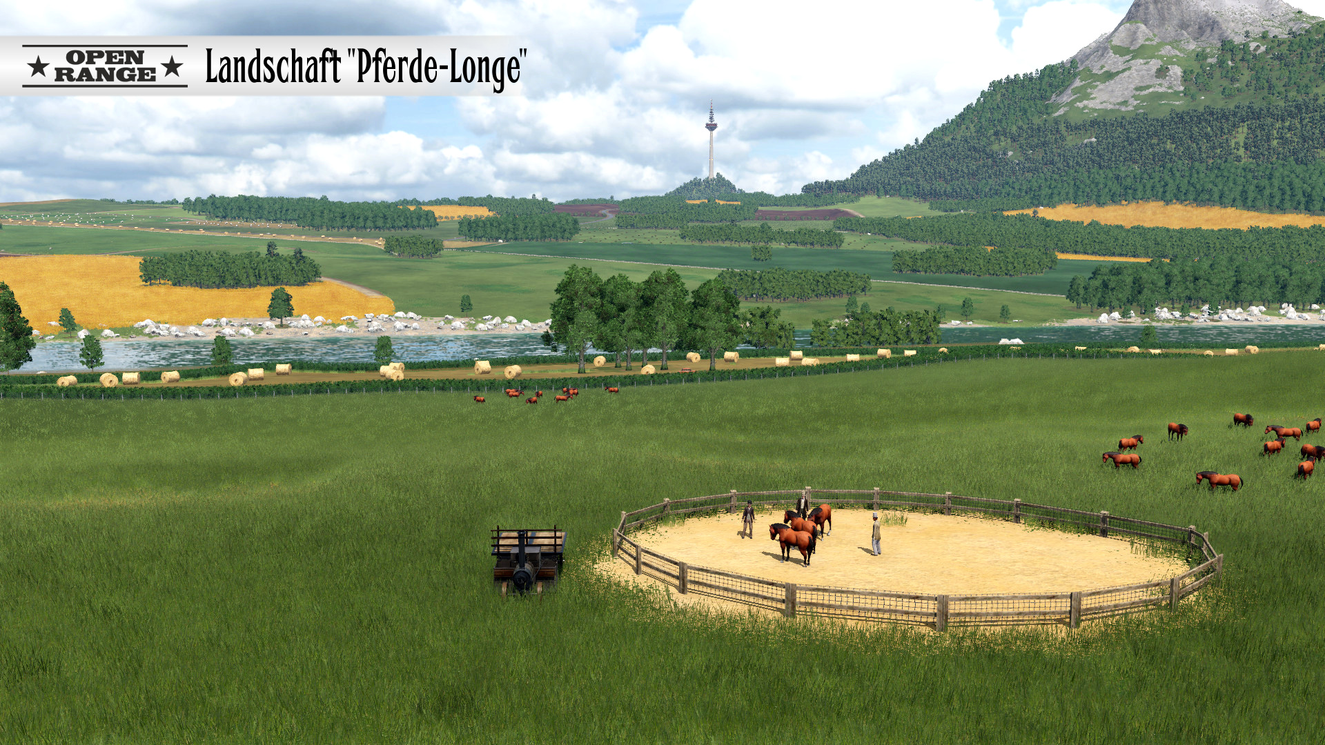 Landschaft Pferde-Longe