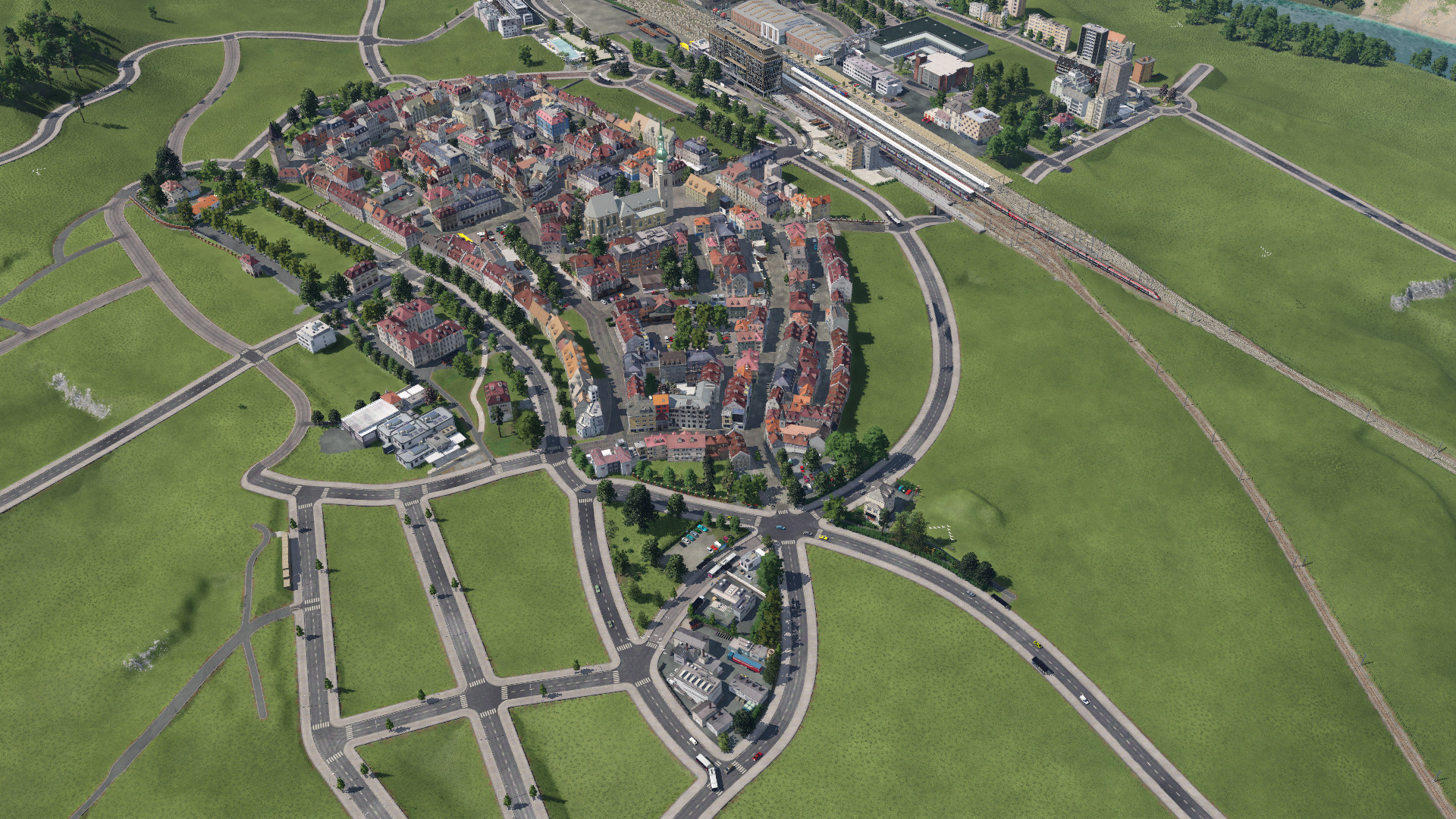 Von Norden her auf die Stadt geschaut