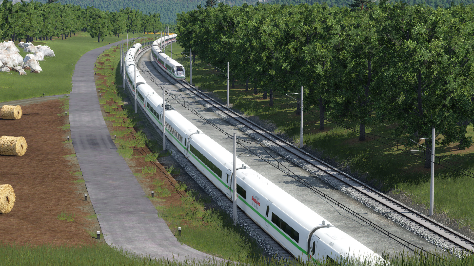 Zugbegegnung kurz vor dem Tunnel