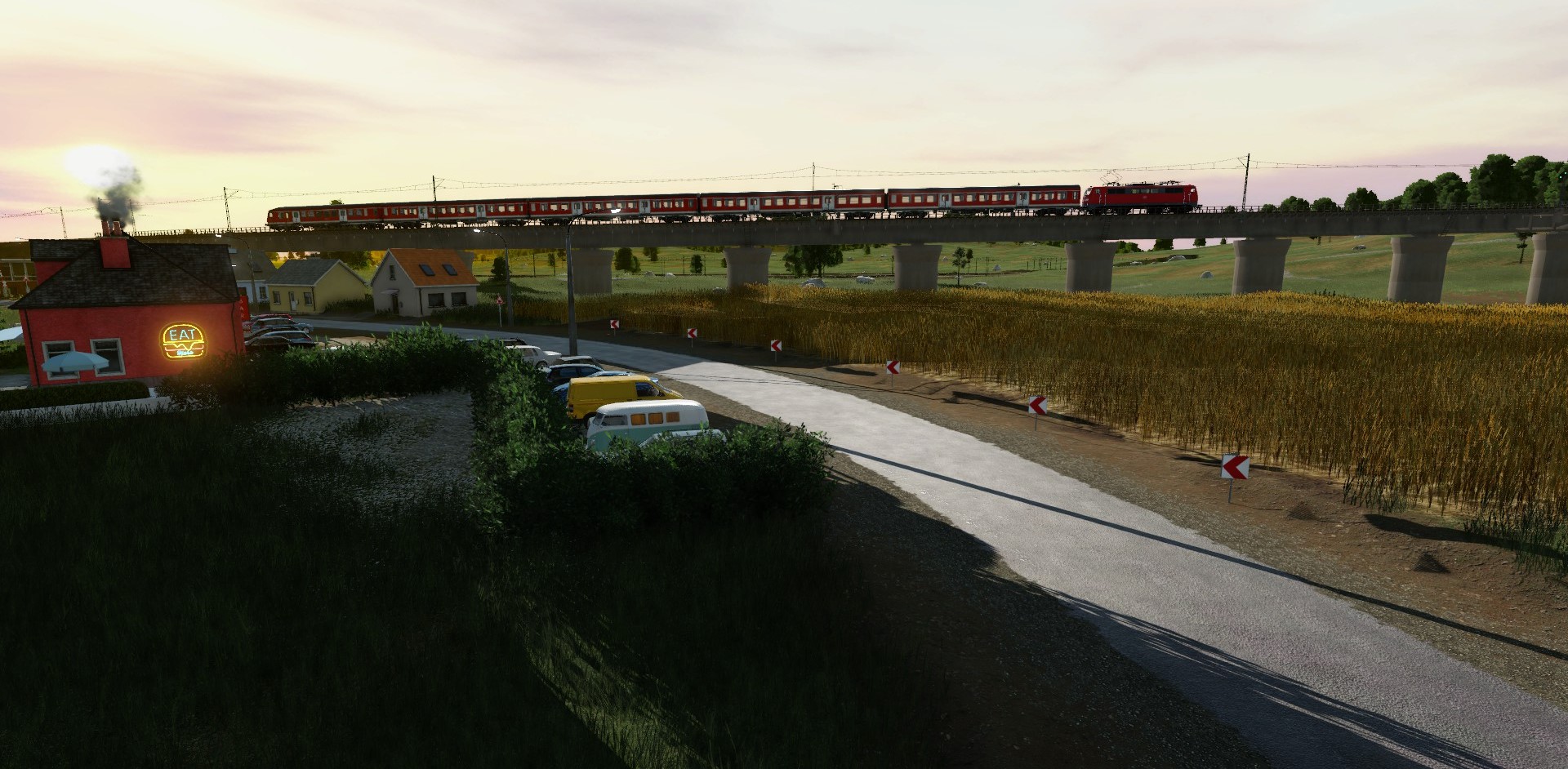 Zugverkehr auf der Riedbrücke