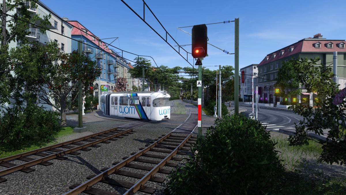 Perspektive direkt aufs Überlandgleis/BÜ / Overland tram crossing