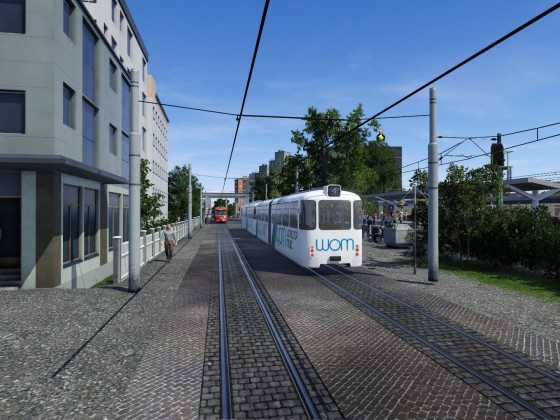 Blick auf Umstiegsstation Tram/Überlandtram/Hauptbahn / Changeover overland tram/tram/railway