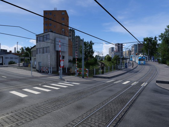 BÜ-Einfädelung Tram/Parallel-BÜ Überlandtram Ost / Crossing for tram and overland tram system east more in the backside