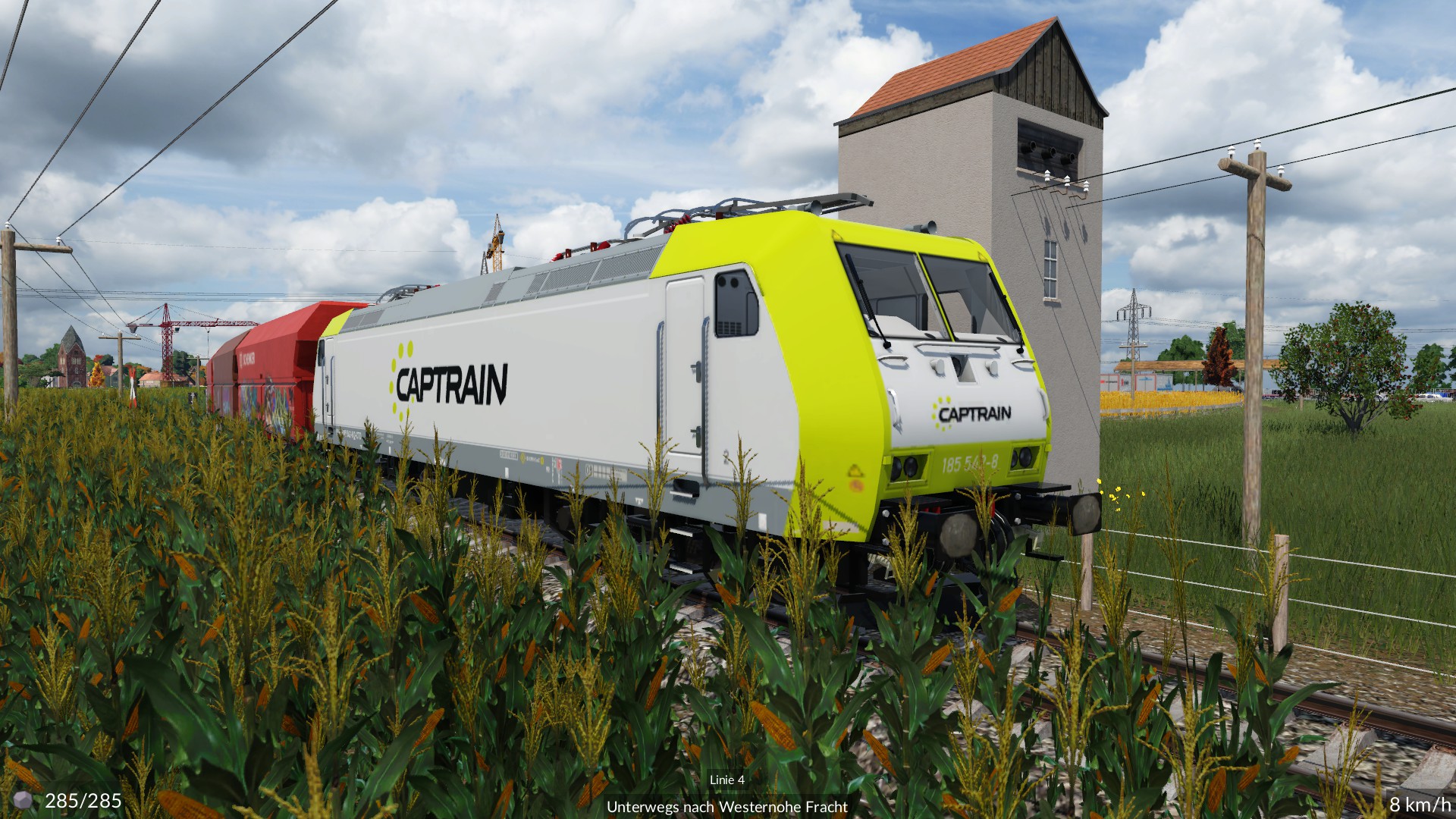 BR 185 von Cuptrain übernimmt dann auf der Hauptstrecke