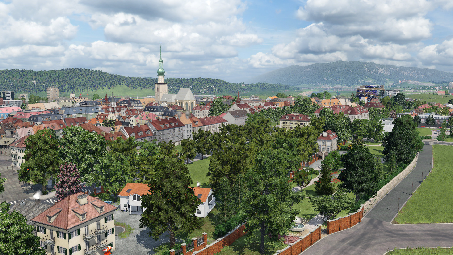 Fridau, Schützenmatte und Rosengarten Park mit dem Born in der Ferne...