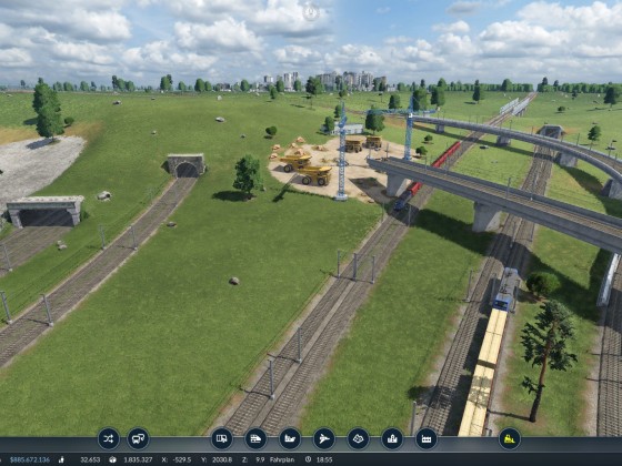 Neuer Brückenbau ist voll im Gange in Mirror Town :-) Die Züge müssen trotzdem fahren :-)