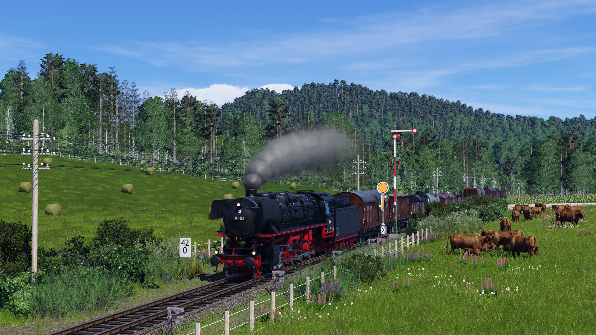 A Br 44 with its mixed freight in the 70s