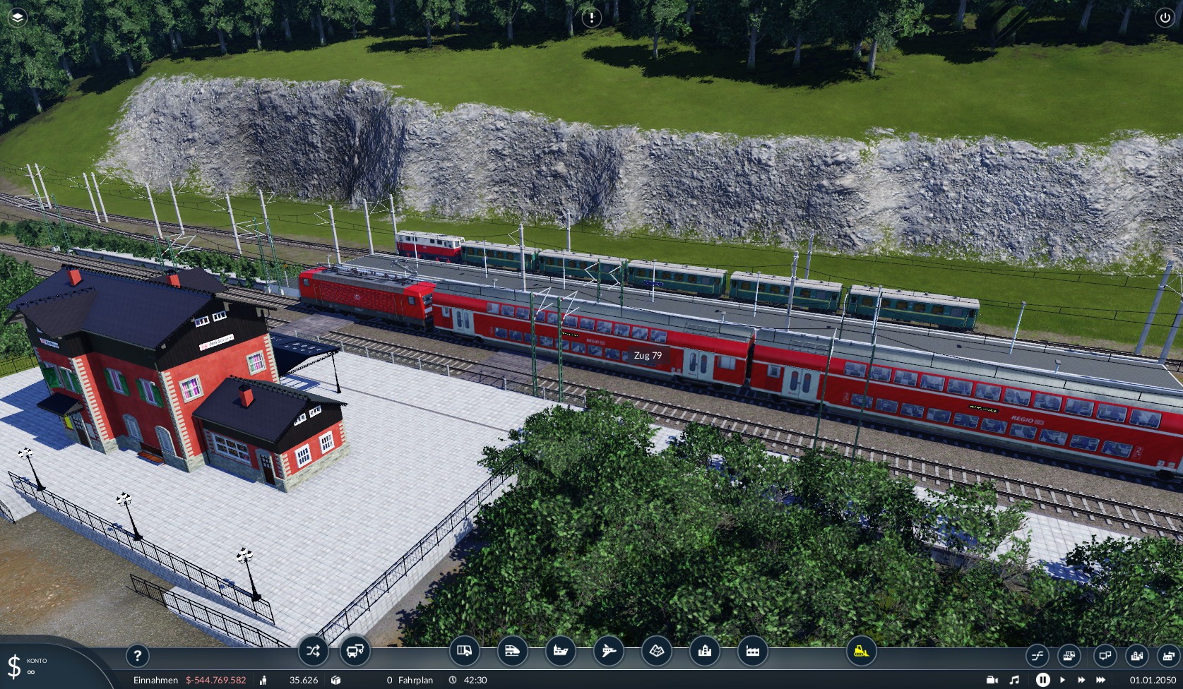 Der kleine Bahnhof von oben.
