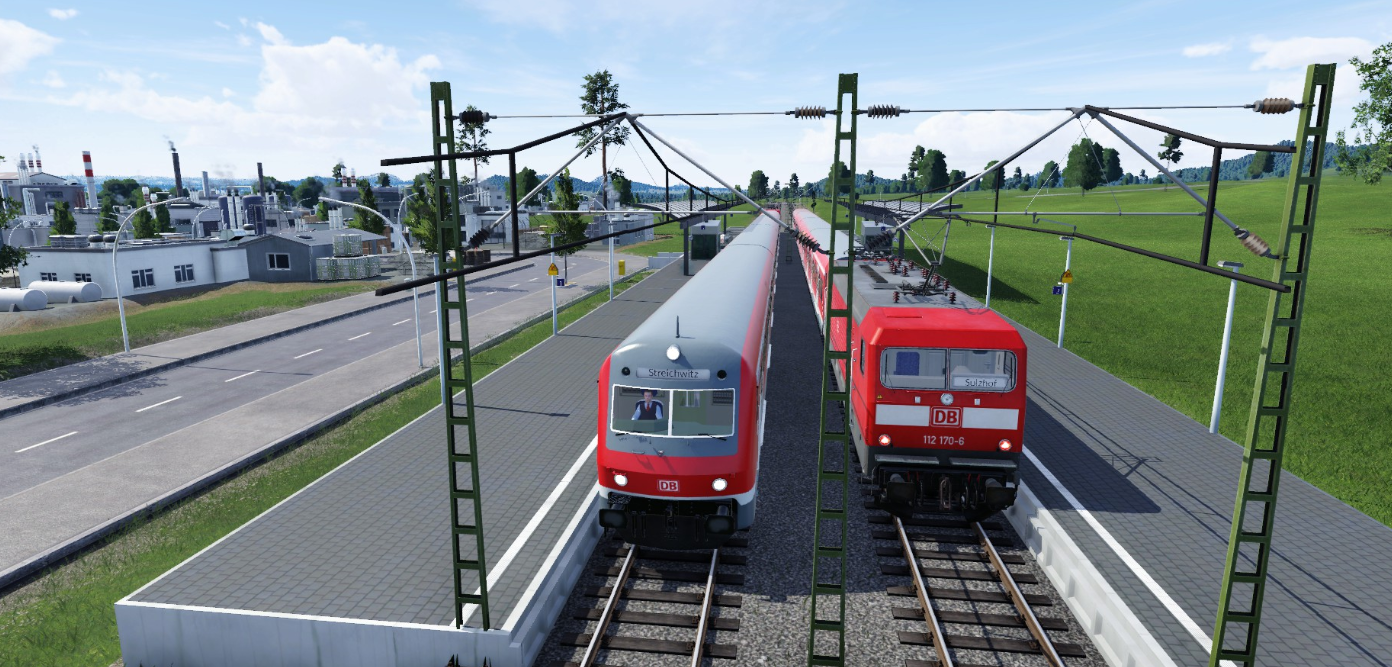 zwei S-Bahnen treffen sich