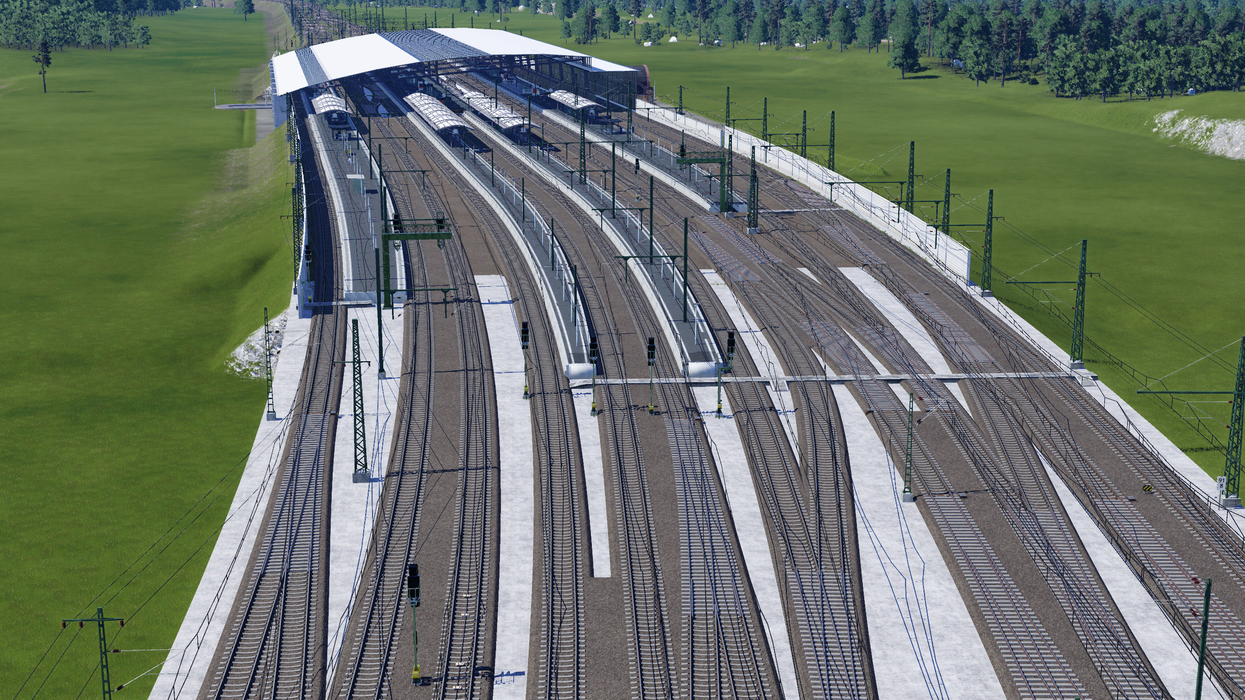 Erfurt Hbf mit gekrümmten Bahnsteigen