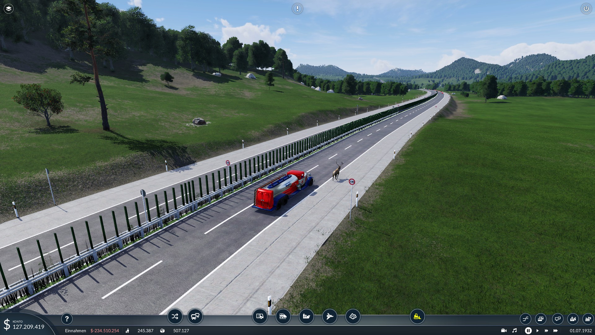 Vorsicht ! Freilaufenden Tiere auf der Autobahn !