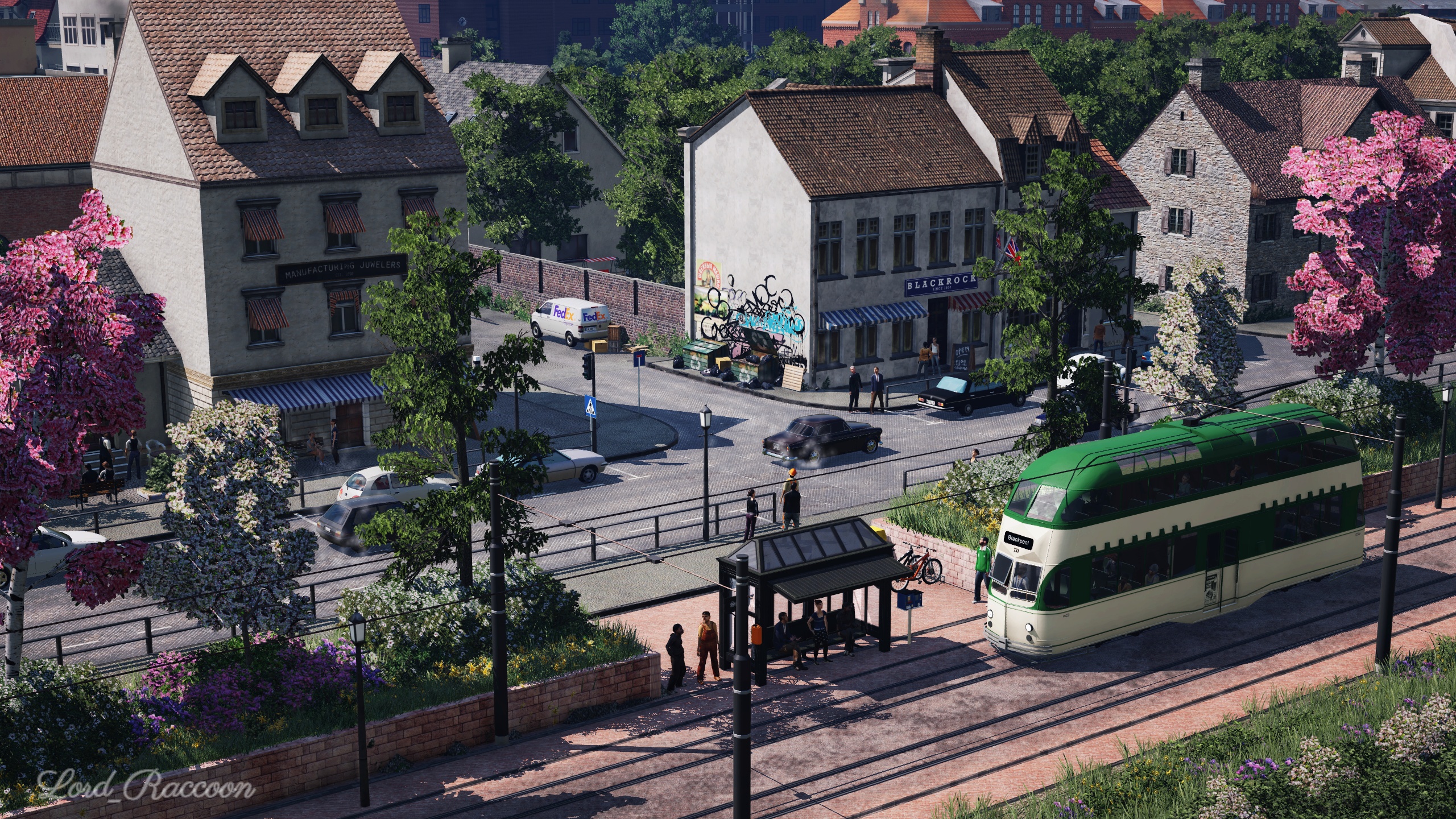 [TpF1] Double-decker tram in a small British city