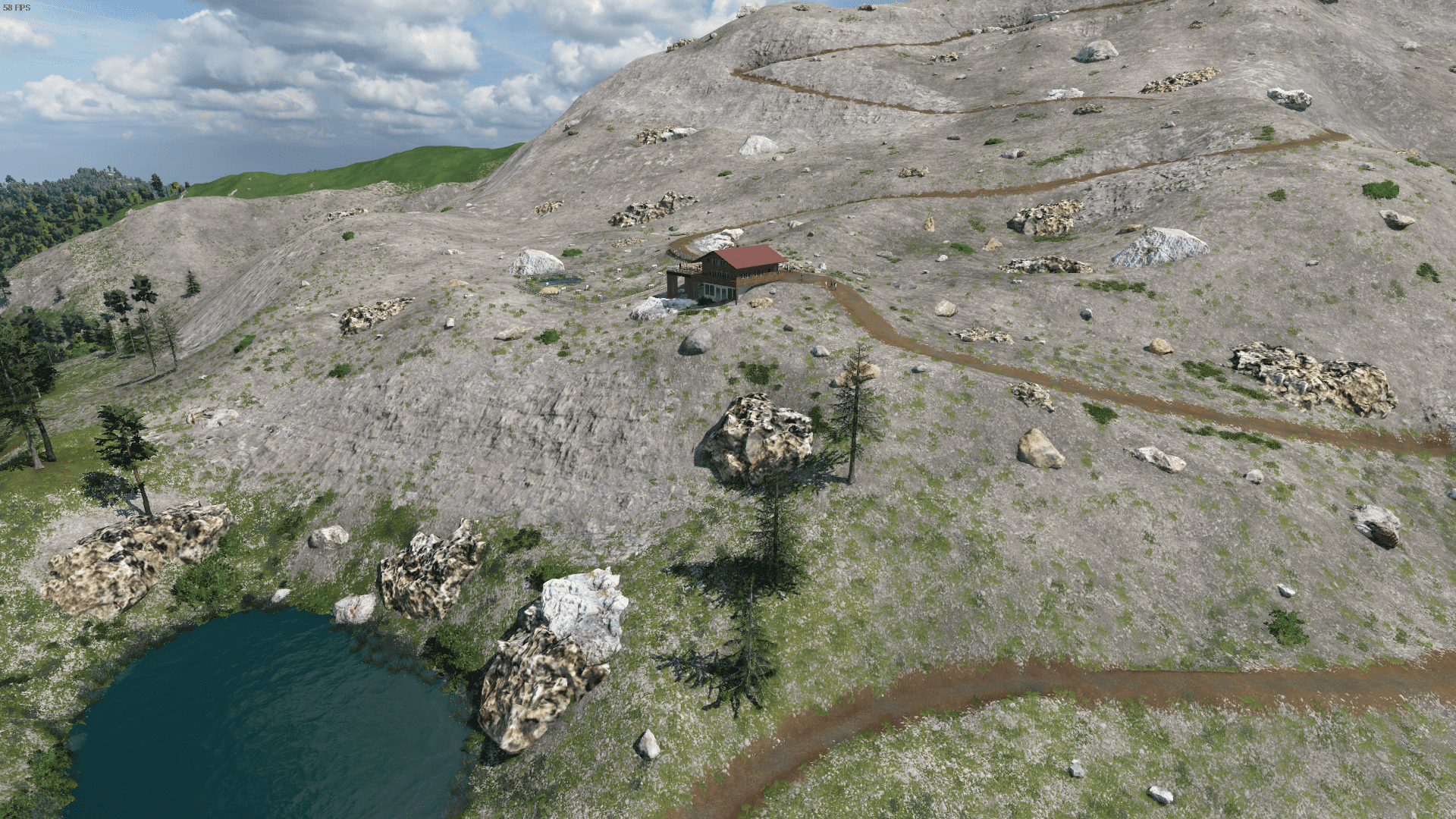 Kleine Hütte mit Weidefläche