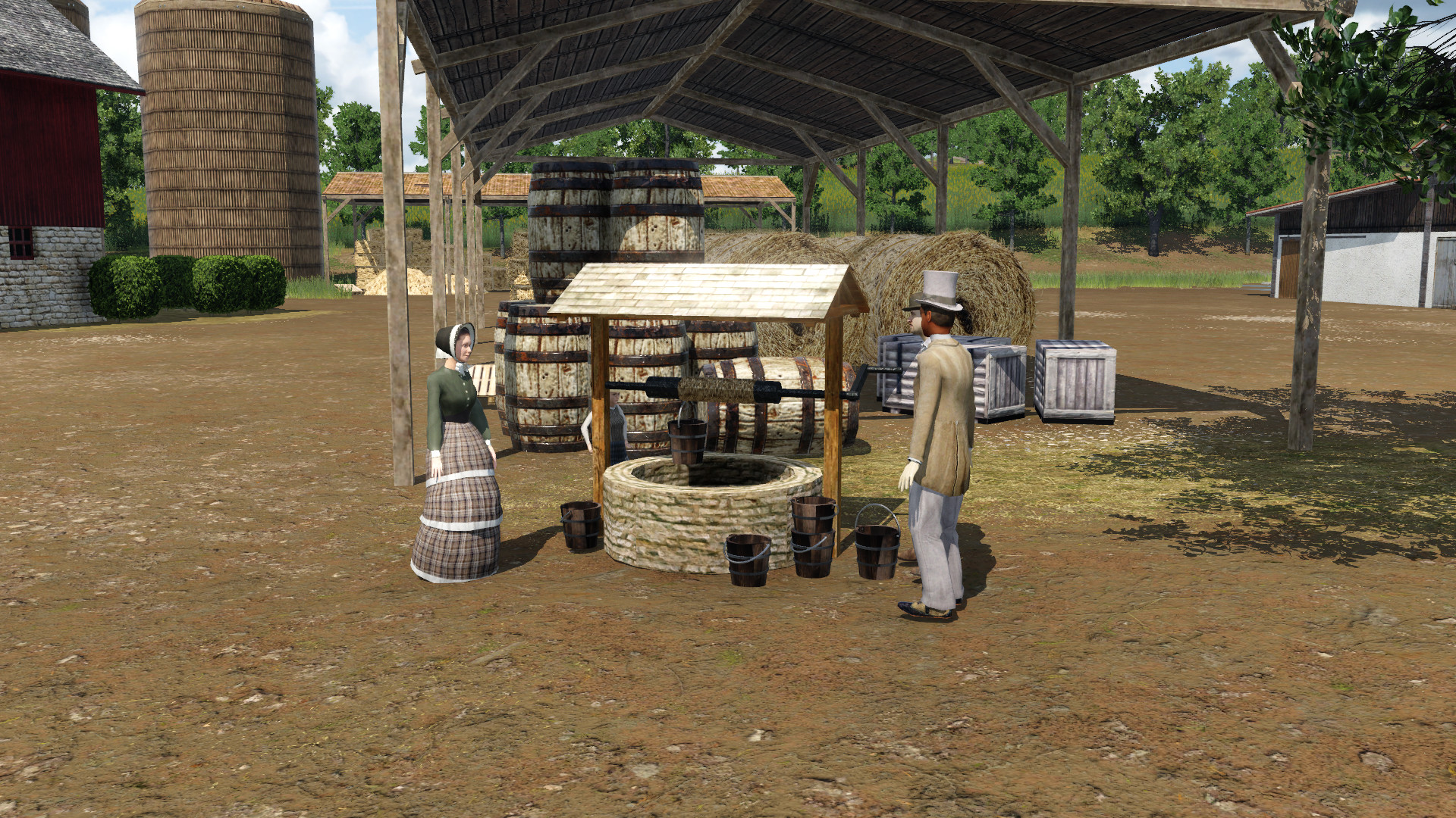 Small rustic water well animation
