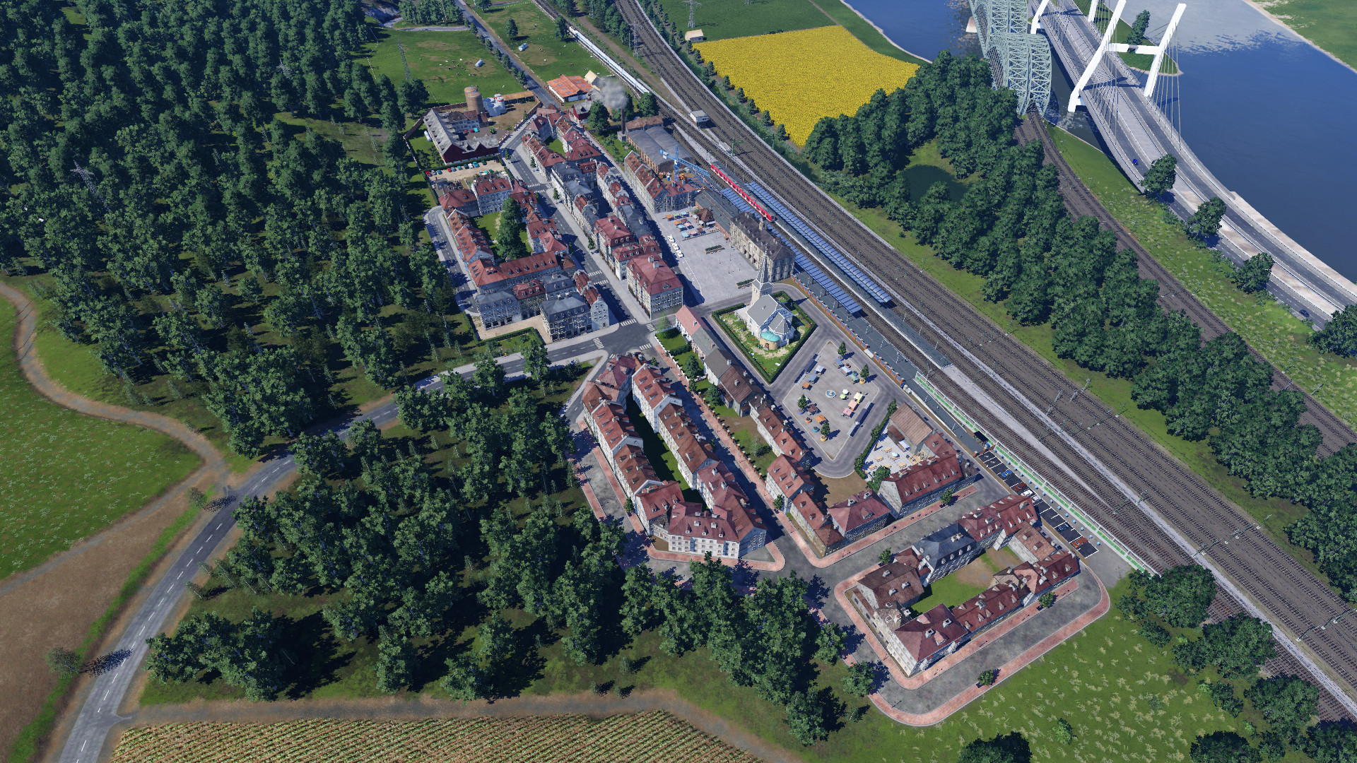 Kleinstadt von oben
