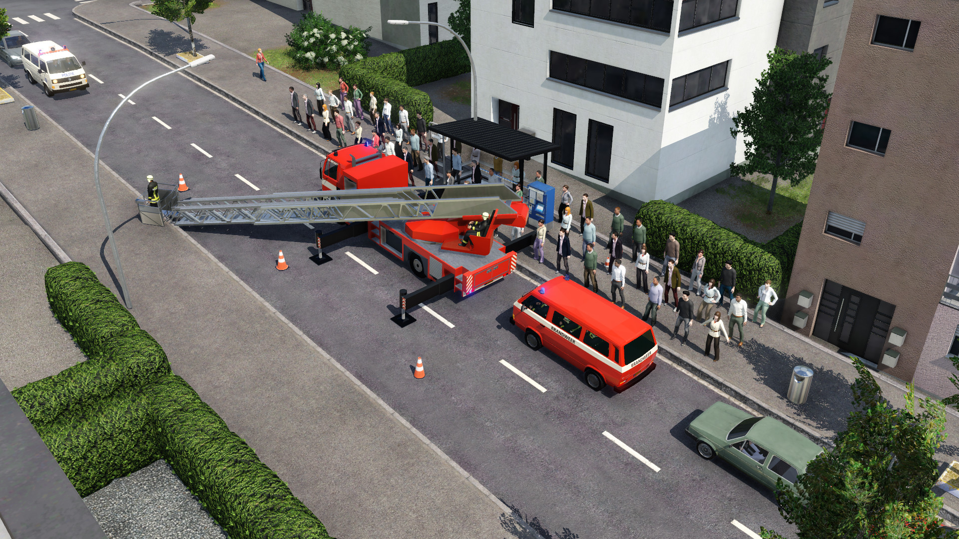 Drive animation for ladder wagen: Image 5 Co driver stepped into the basket