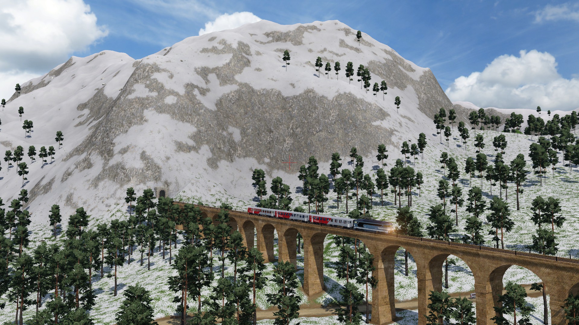 BB67000 mit einer Regionalbahn auf einem Viadukt.