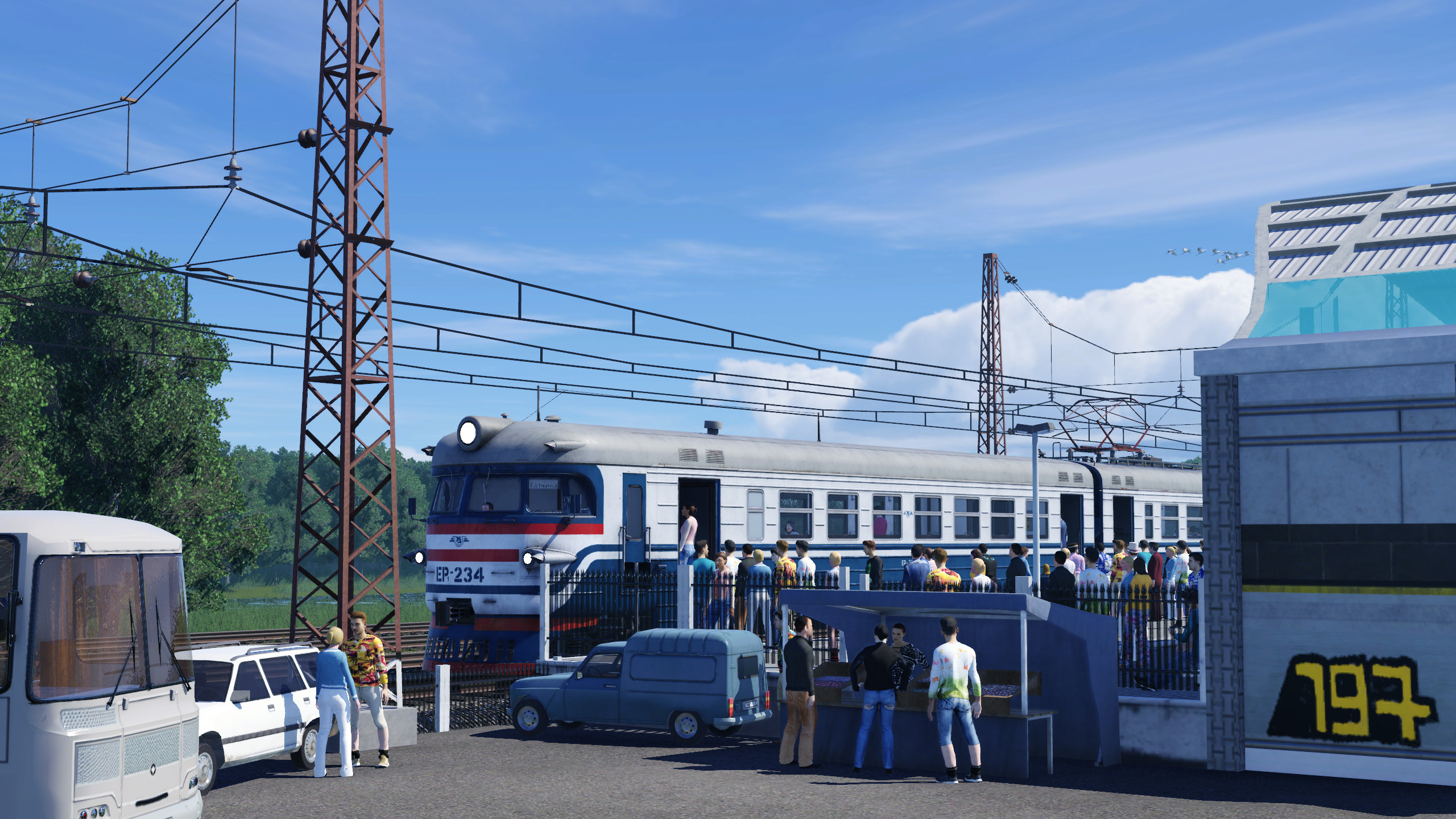 ER1-234 beim Einsteigen von Passagieren in der Nähe von Gatchina.