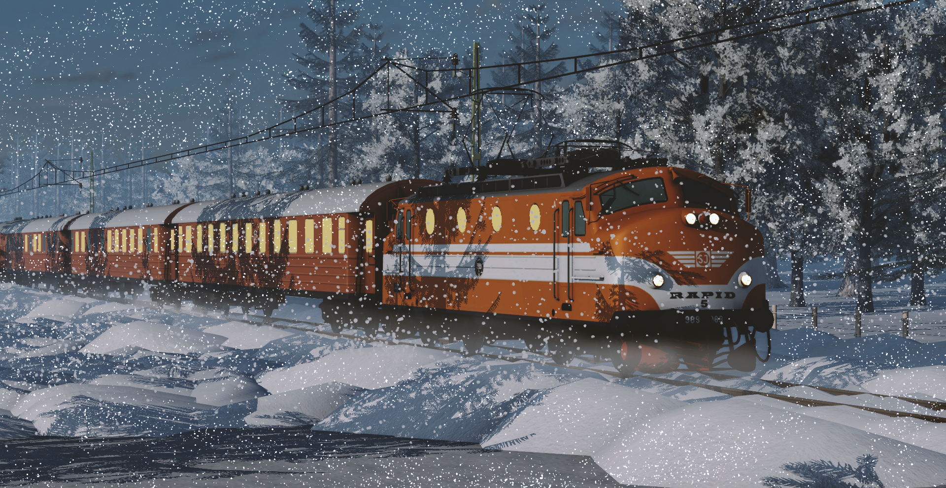 Sweden, 1970s A regional train braves the weather to get to Gothenburg on time