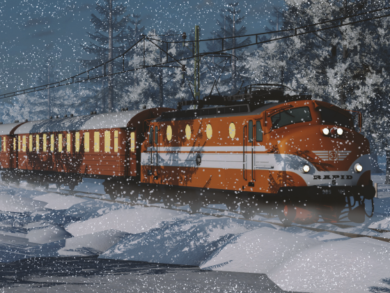 Sweden, 1970s A regional train braves the weather to get to Gothenburg on time