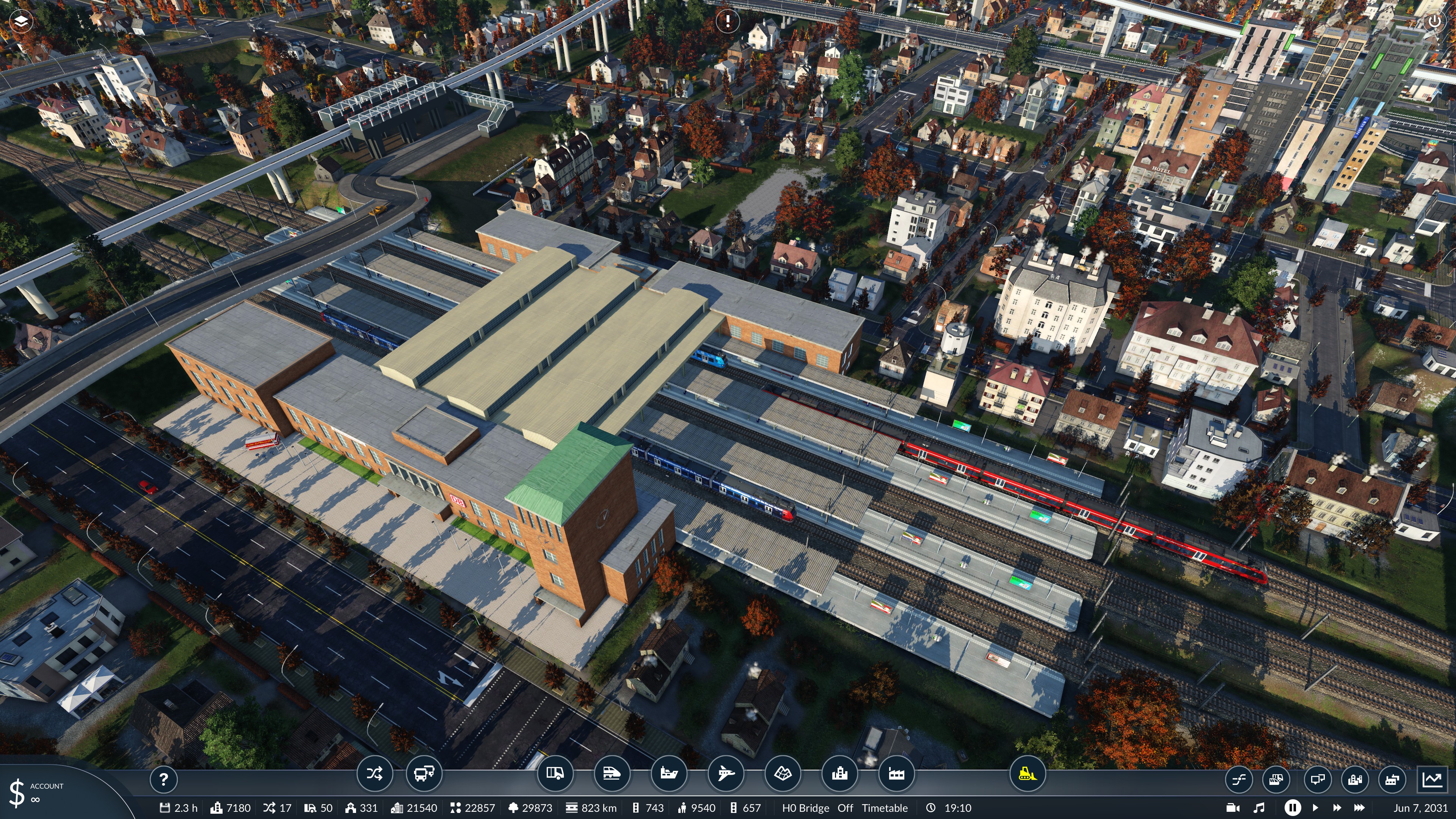 Train activity on a busy hub