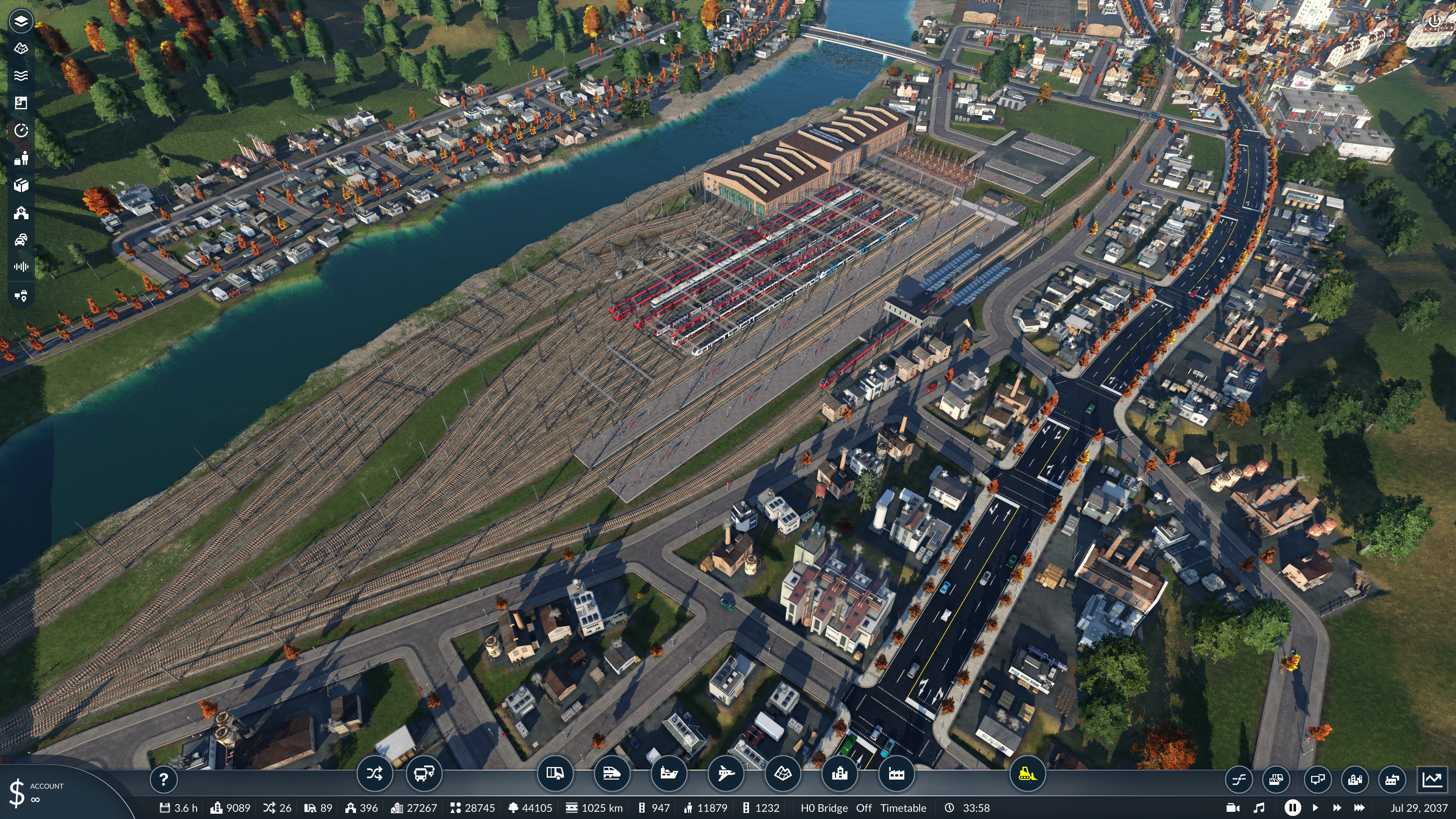 Rail yard by the river