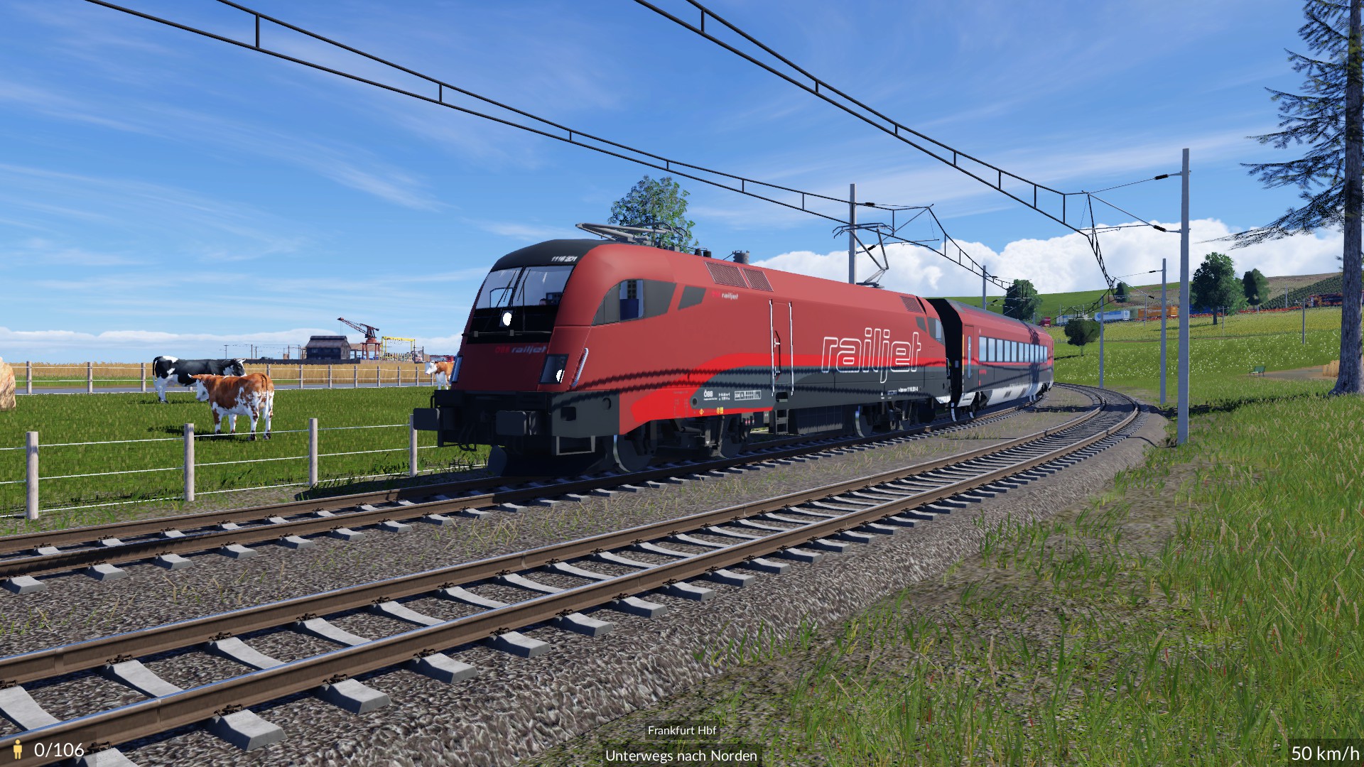 Railjet "fliegt" über die Anlage !