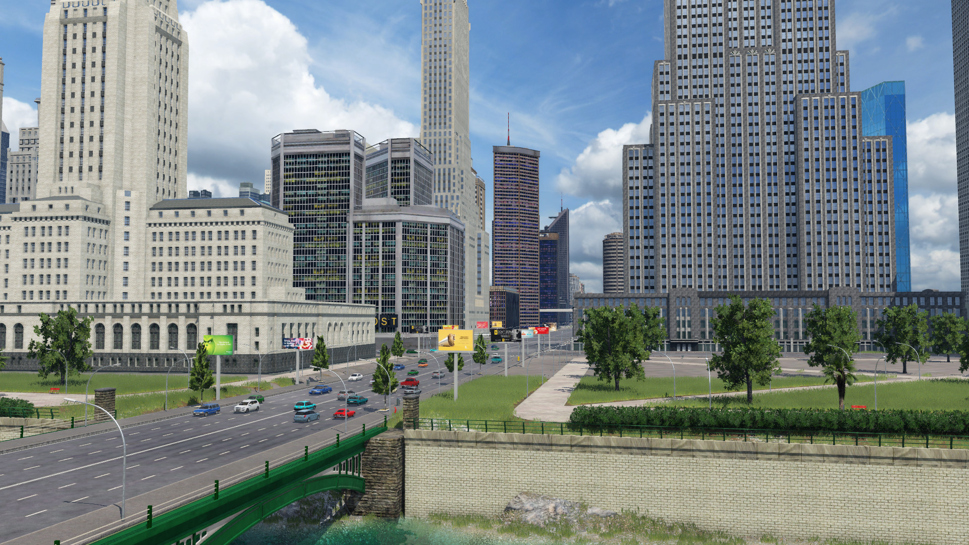 Stadtdamm und Brücke