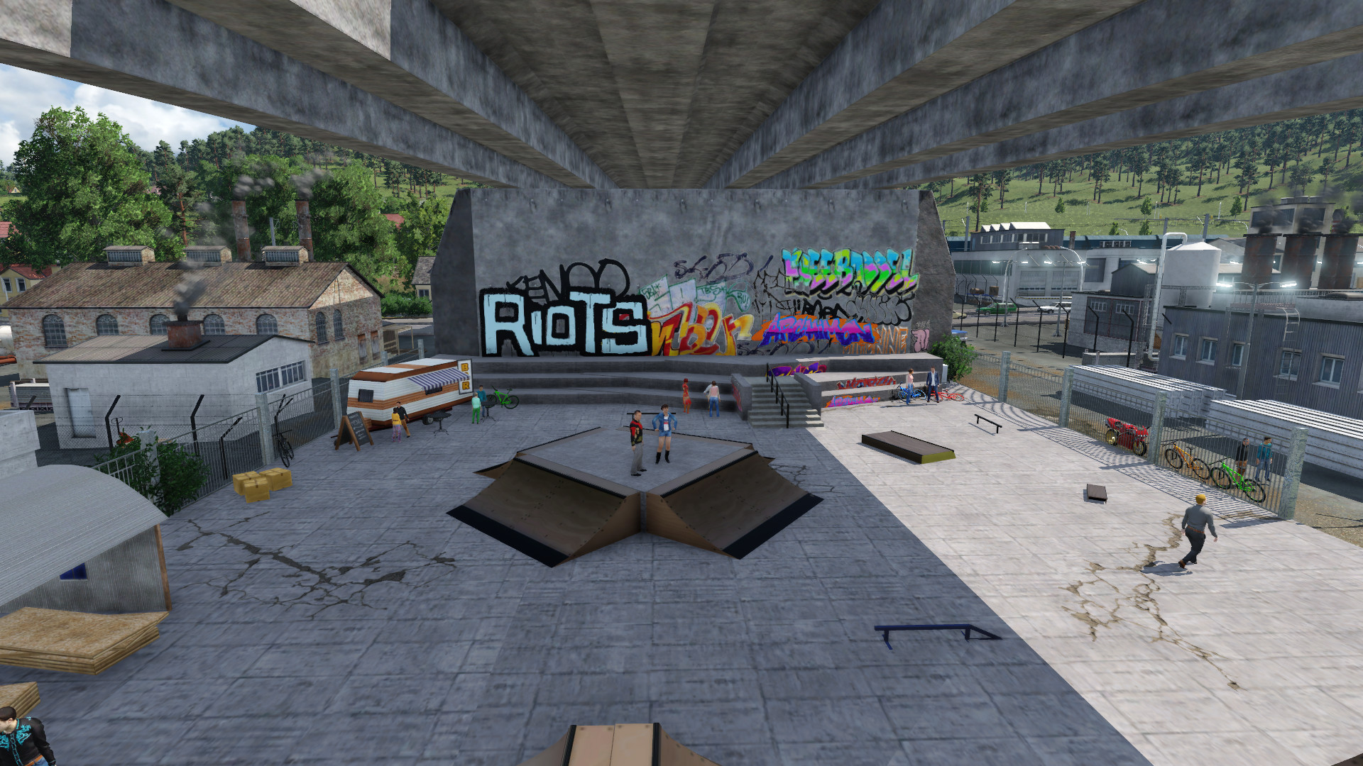 Skatepark under a viaduct. // Skatepark unter einem Viadukt.
