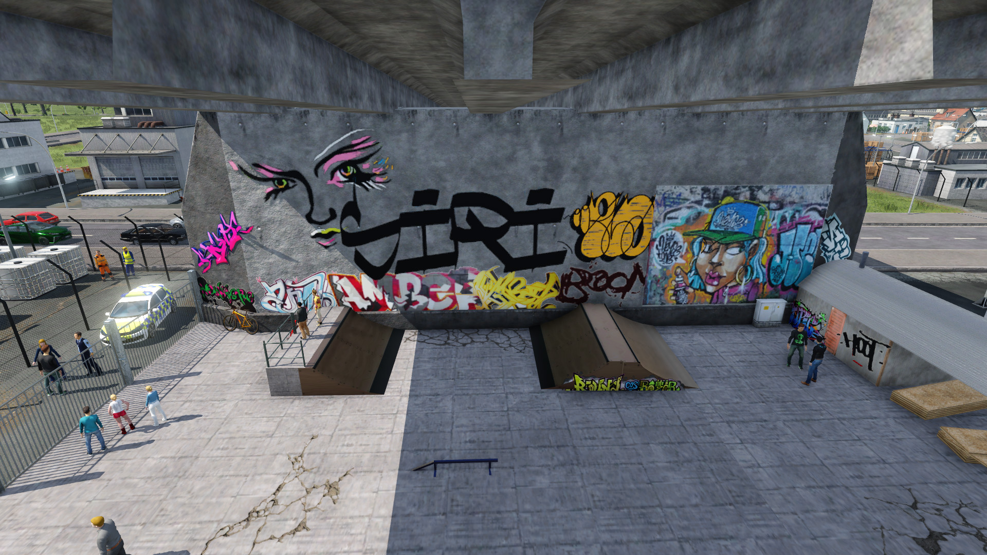 Skatepark under a viaduct. // Skatepark unter einem Viadukt.