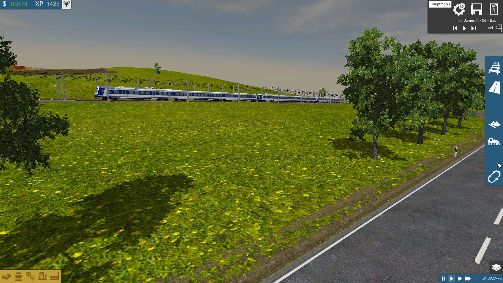 Blick von der Schnellstraße auf die 4020 in einer 3er Traktion