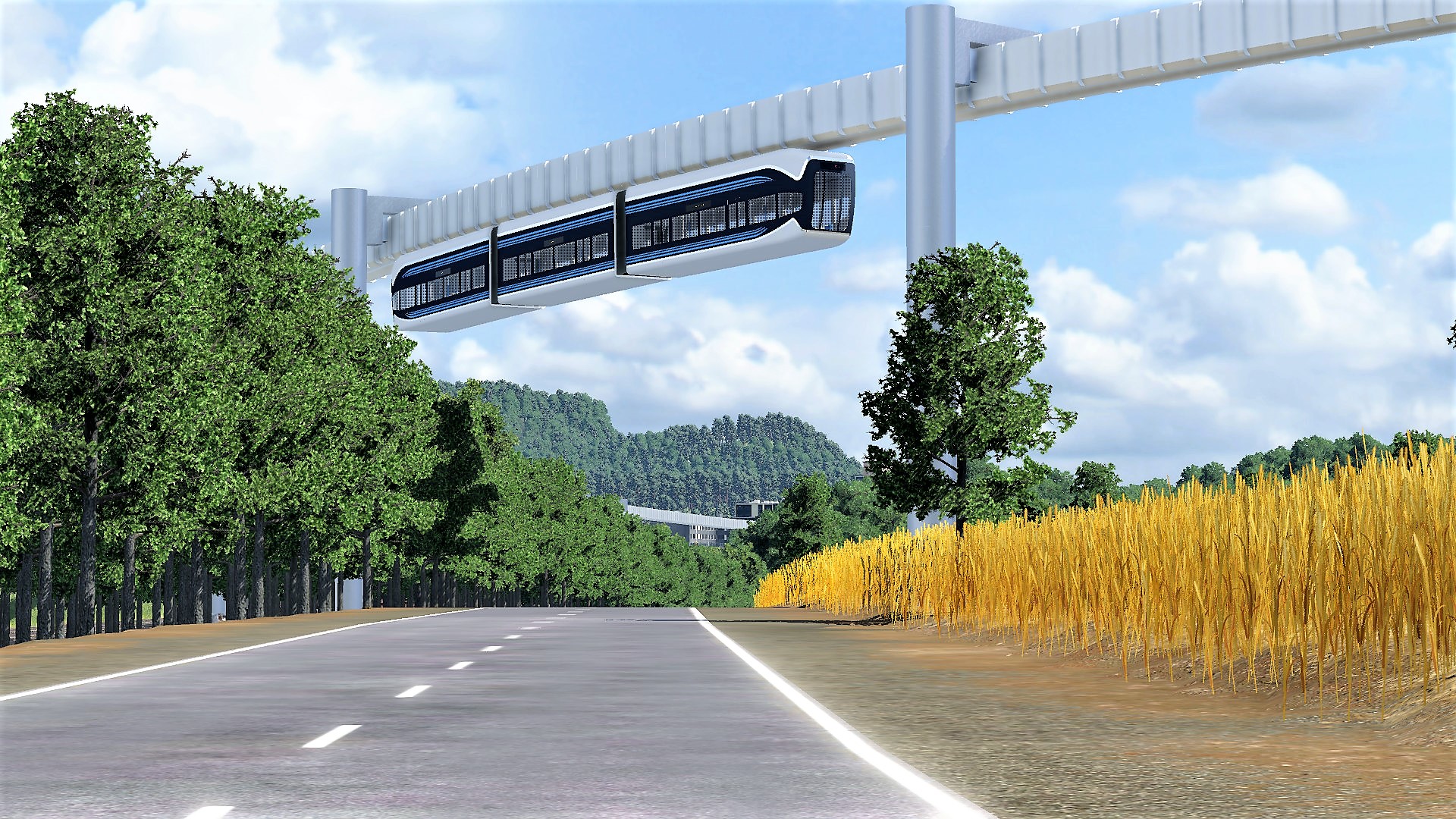 Prestigeprojekt Schwebebahn (Monorail) in Freifeld zwischen Flughafen und Messe 3/8