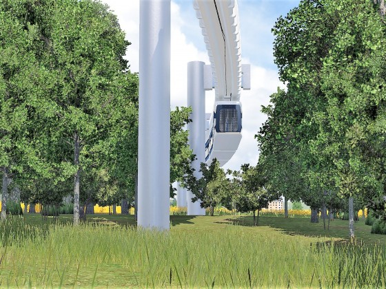 Prestigeprojekt Schwebebahn (Monorail) in Freifeld zwischen Flughafen und Messe 8/8