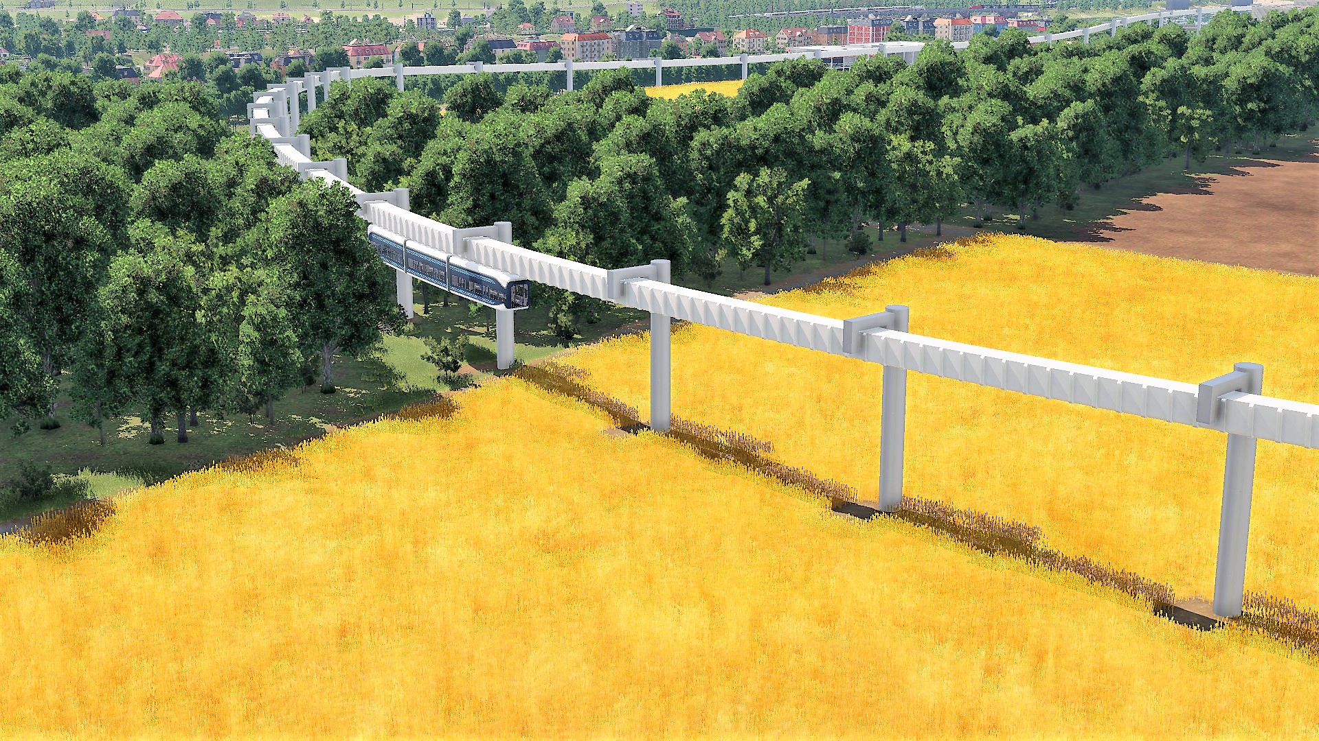 Prestigeprojekt Schwebebahn (Monorail) in Freifeld zwischen Flughafen und Messe 7/8