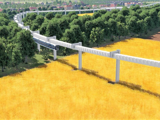 Prestigeprojekt Schwebebahn (Monorail) in Freifeld zwischen Flughafen und Messe 7/8