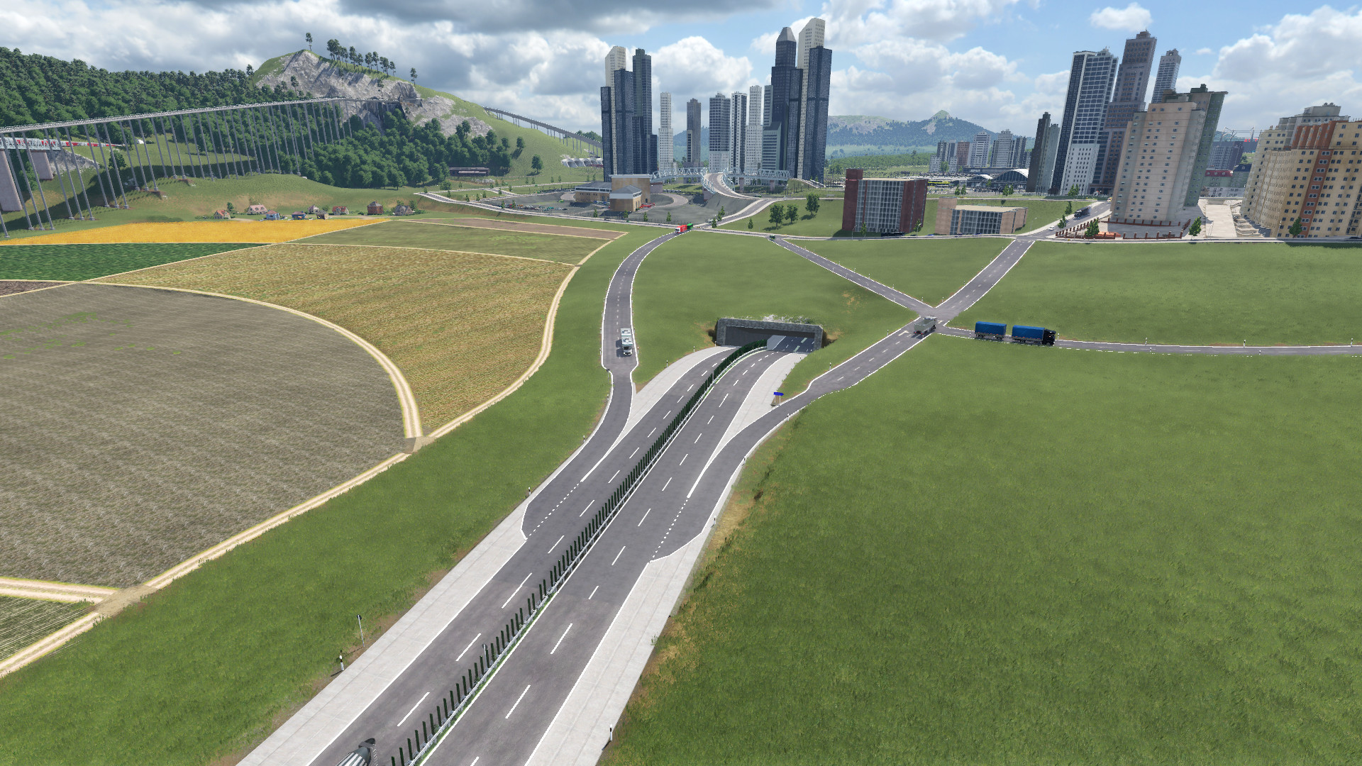 Unterirdische Autobahn und Fortschritt der Stadt