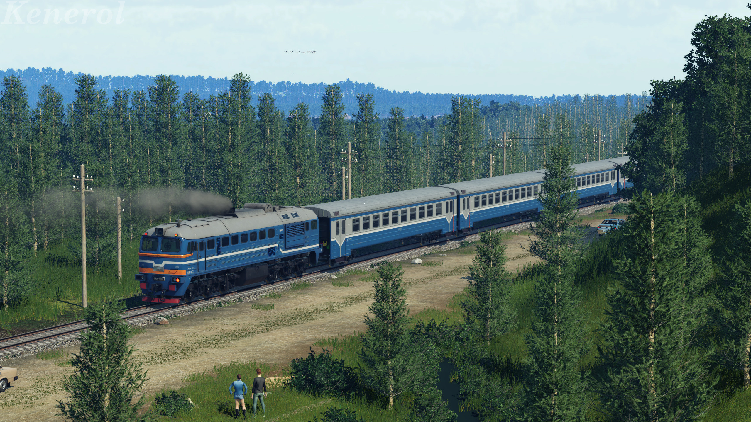 2M62U-282 with diesel train DDB1, in the hilly forests.