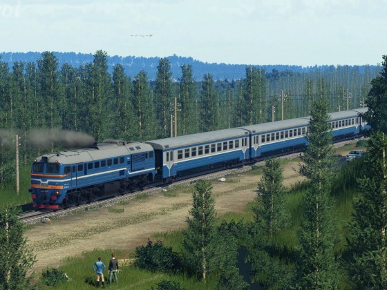 2M62U-282 with diesel train DDB1, in the hilly forests.