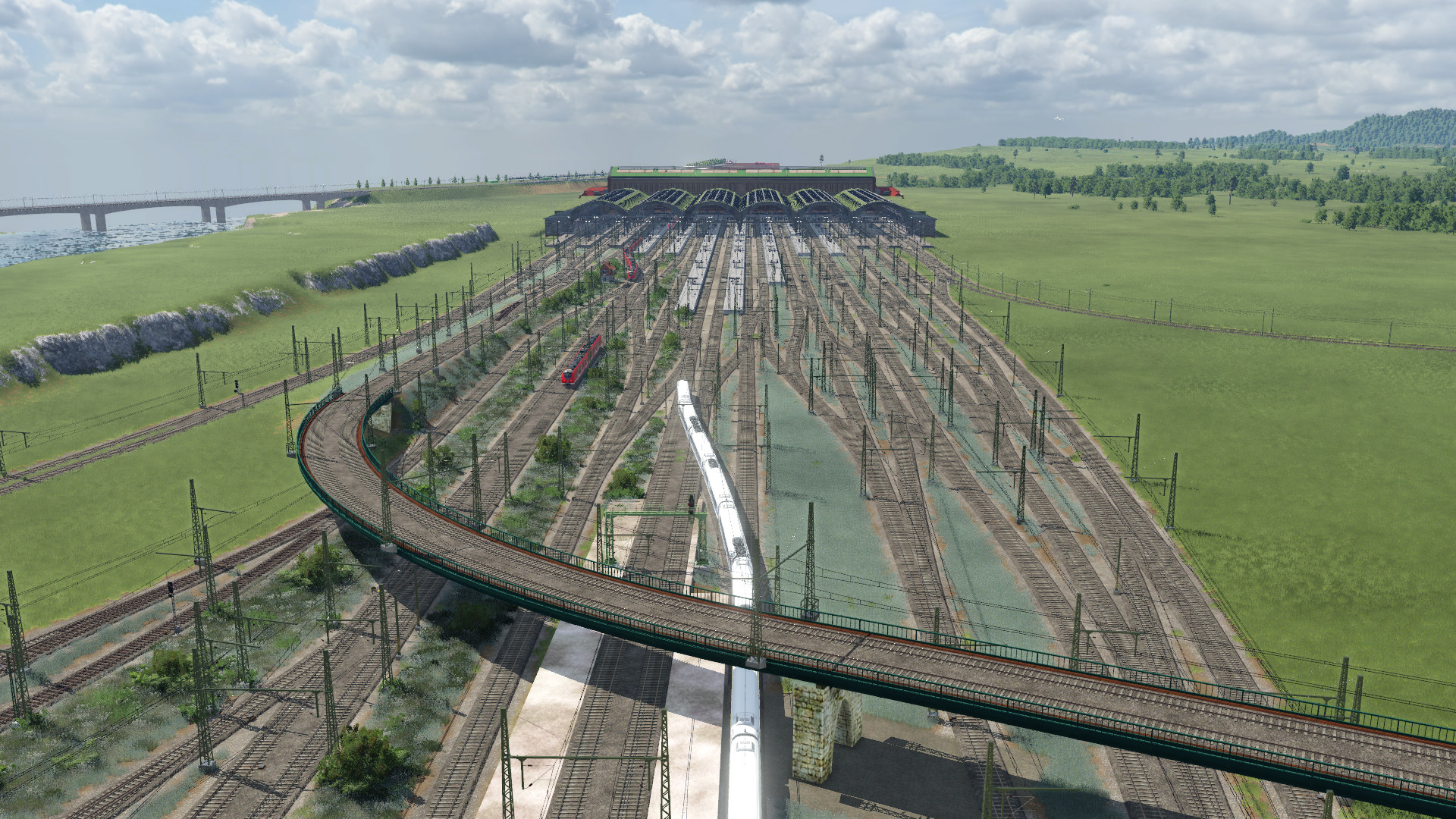 Fortschritt des Gleisvorfeldes von Vögele/ Fertigstellung der Oberleitungsmasten