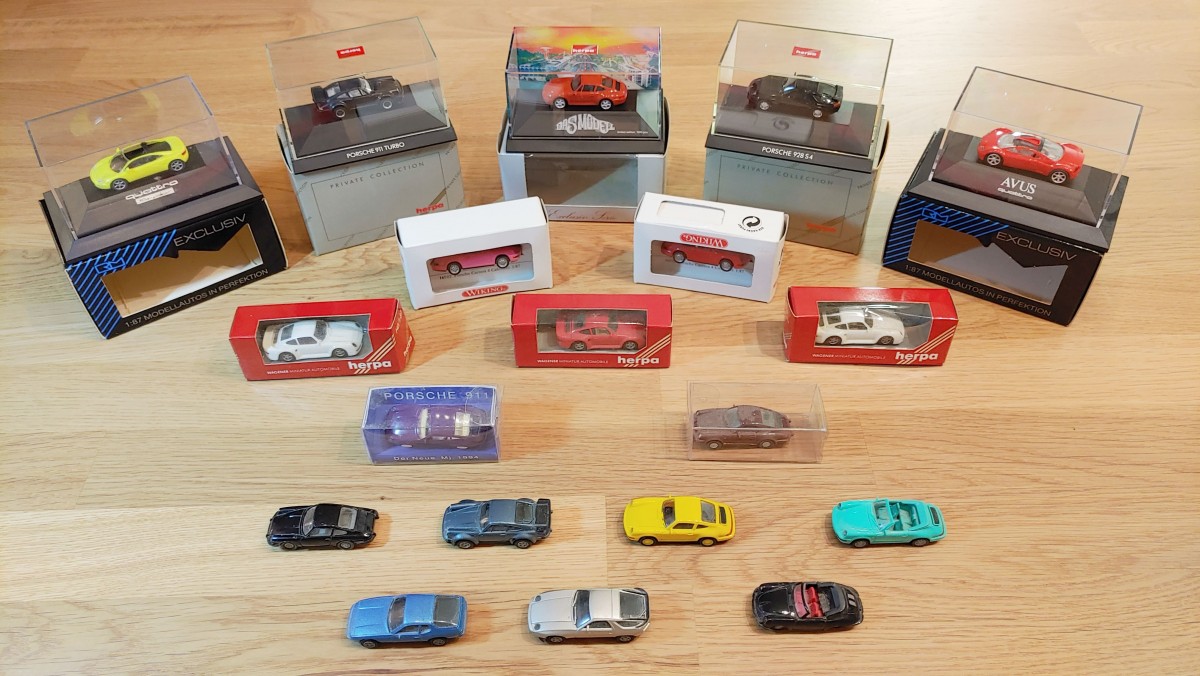 Diverse H0-Porsche aus den 80er und 90er Jahren
